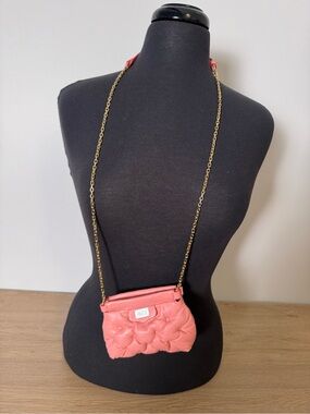 Maison Martin Margiela Coral Quilted Mini Crossbody Bag with Gold Chain Strap